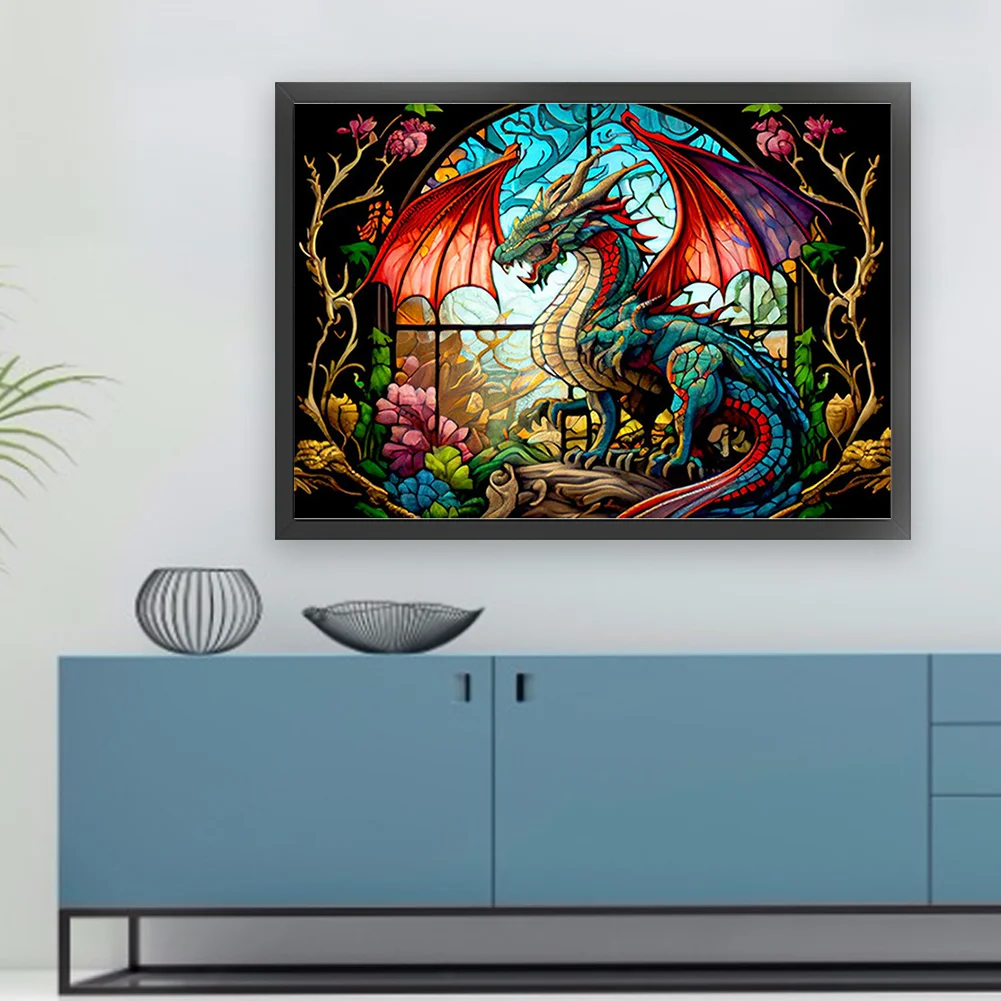 11CT Full Counted Cross Stitch - Stained Glass Pterodactyl(Canvas|65*45cm)