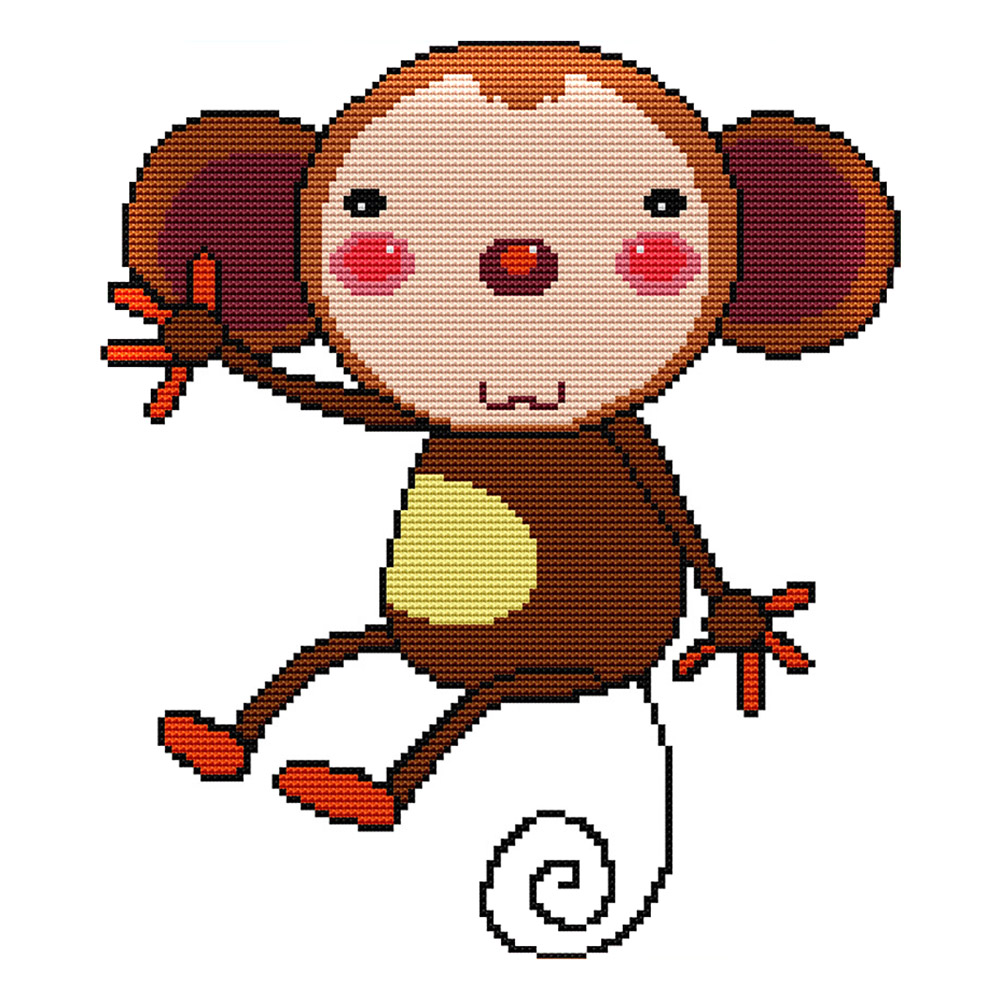 

Coon Monkey - 14CT Stamped Cross Stitch - 28*31CM, 501 Original