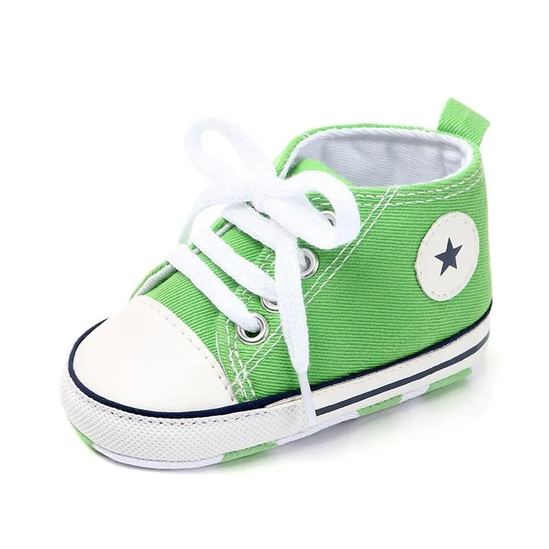 Baby Canvas Classic Sports Sneakers Newborn Baby Boys Girls Print Star First Walkers Shoes Infant Toddler Anti-slip Baby Shoes