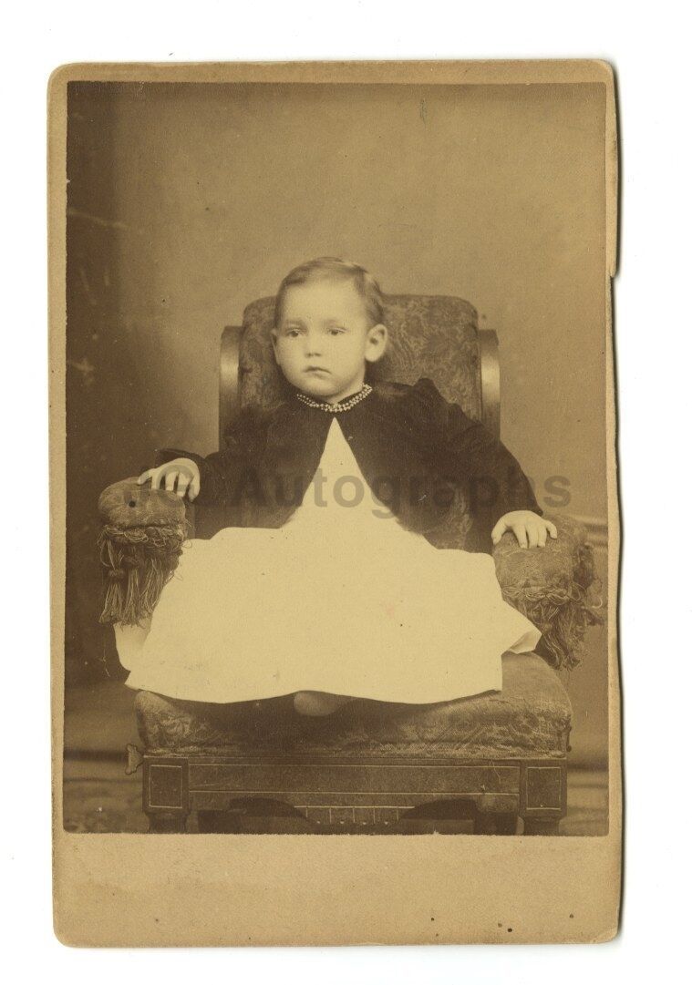 19th Century Child - Cabinet Card Photo Poster paintinggraph - Chair, Necklace