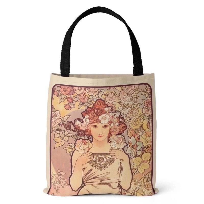 Unisex Vintage Style Portrait Canvas Shopping Bags