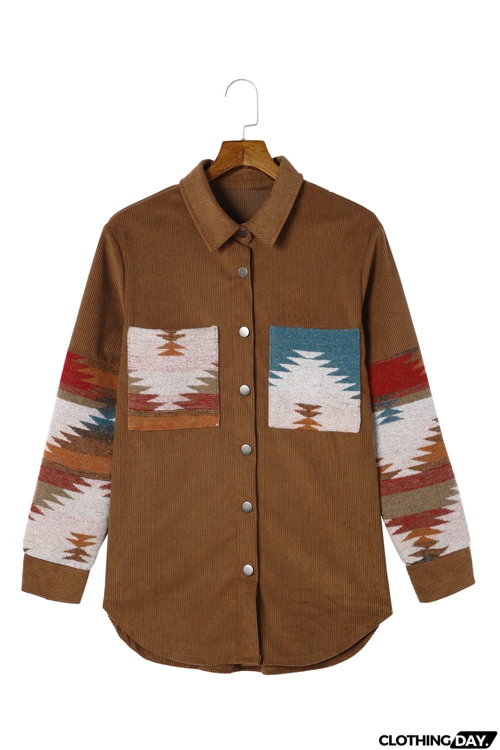 Aztec Pattern Corduroy Shacket