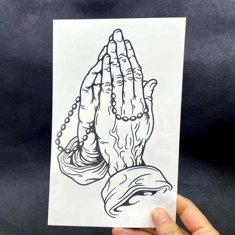 The Hand Of Pray Fake Tattoo Stickers For Men Women Arm Chest Body Art Waterproof Temporary Tattos Flash Party Decals Tatoos