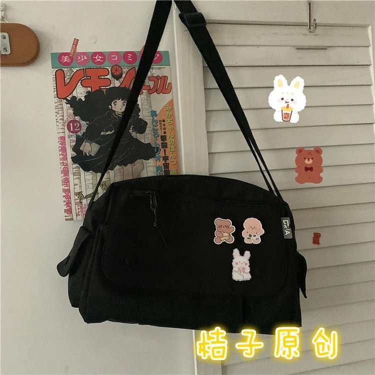 Japanese Harajuku Ins Retro Messenger Bag Women Nylon Backpack Candy Color Waterproof School Bags For Teenagers Ladies Handbag