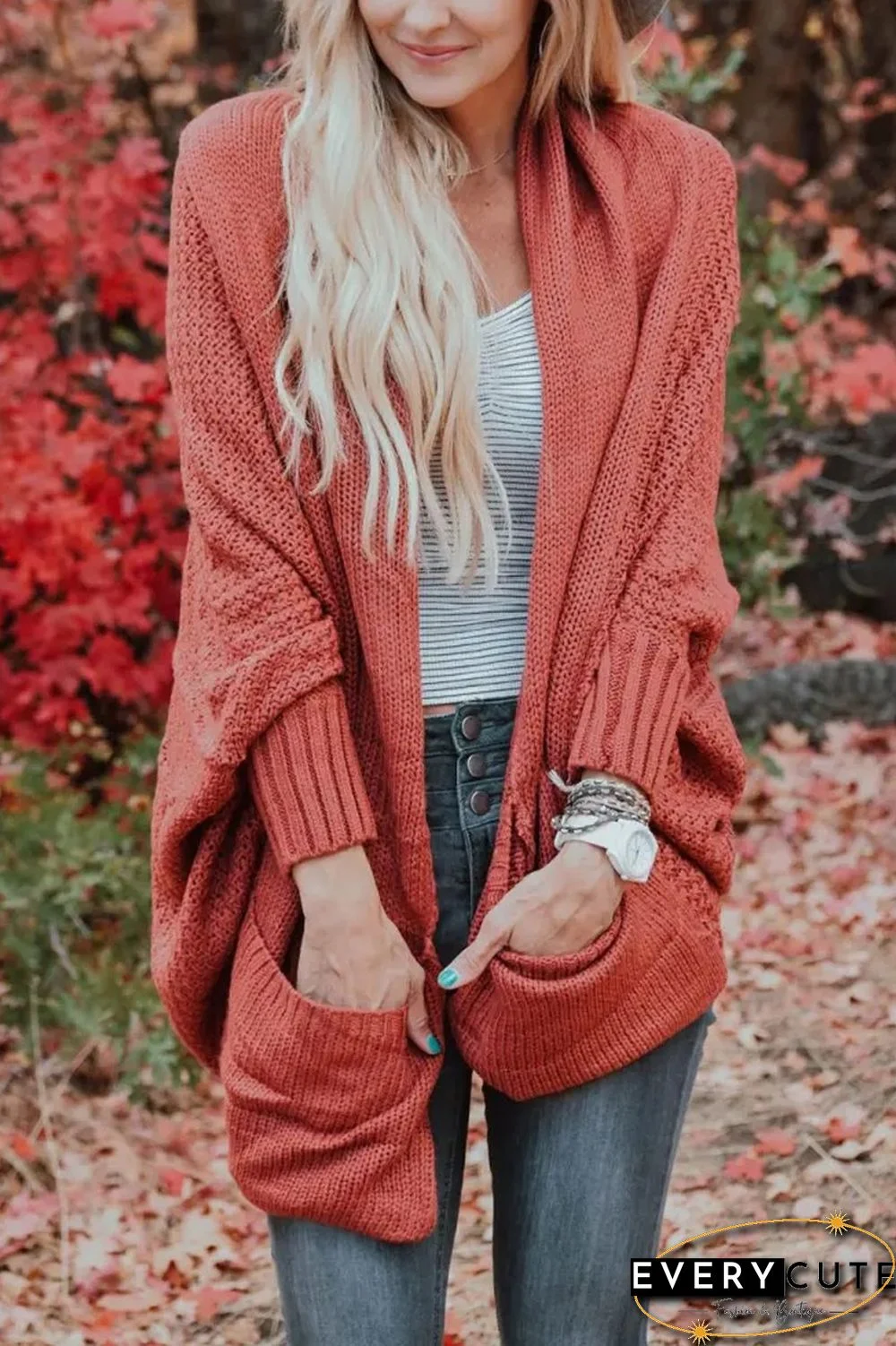Bat Sleeve Knitted Cardigan