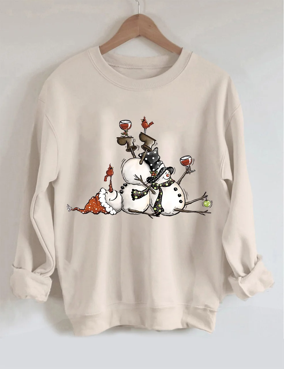 Christmas Snowman Wine Sweatshirt