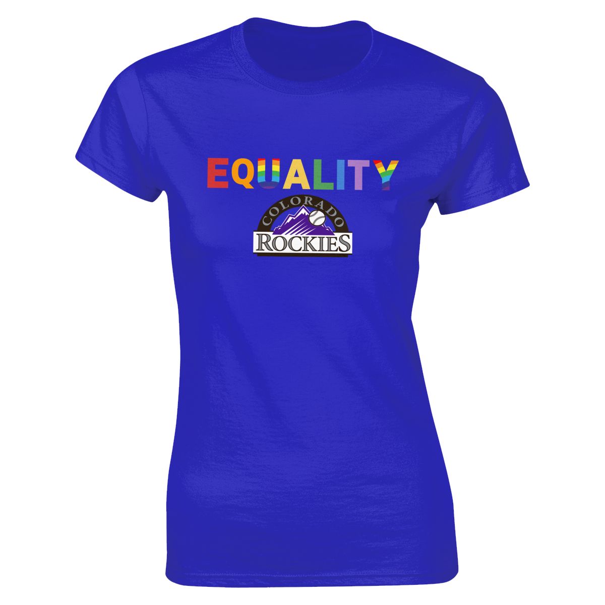 Colorado Rockies Rainbow Equality Pride Women's Crewneck T-Shirt