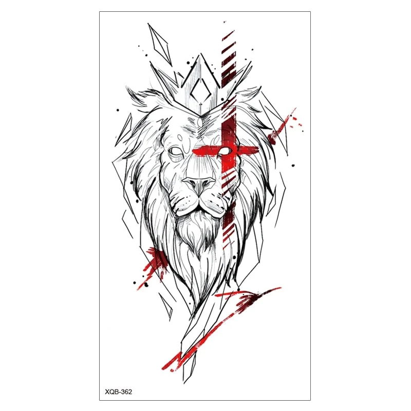 Lion King Waterproof Temporary Tattoo Stickers Body Art Fake Tatoo Animal Realistic Tribal Tiger Arm Sleeve transferable tattoo