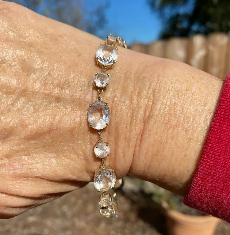 Faceted Quartz Crystal Bracelet in Gold over Sterling Silver