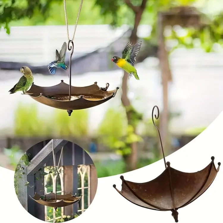 Umbrella-Shaped Metal Bird Feeder Tray - tree - Codlins