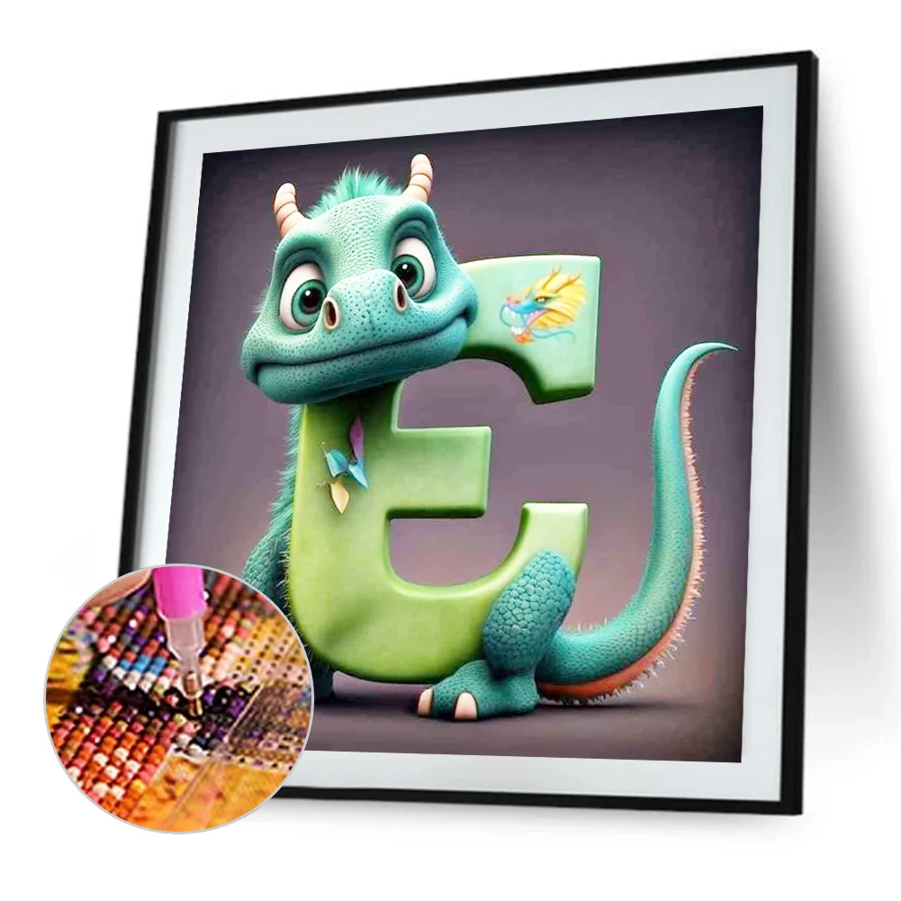 Diamond Painting - Full Round Drill - Dinosaur Letter E(30*30cm)