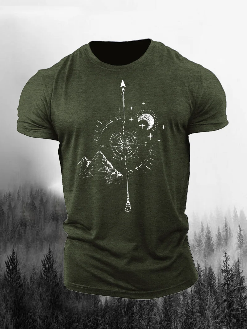 Compass Print Short Sleeve Men's T-Shirt in  mildstyles