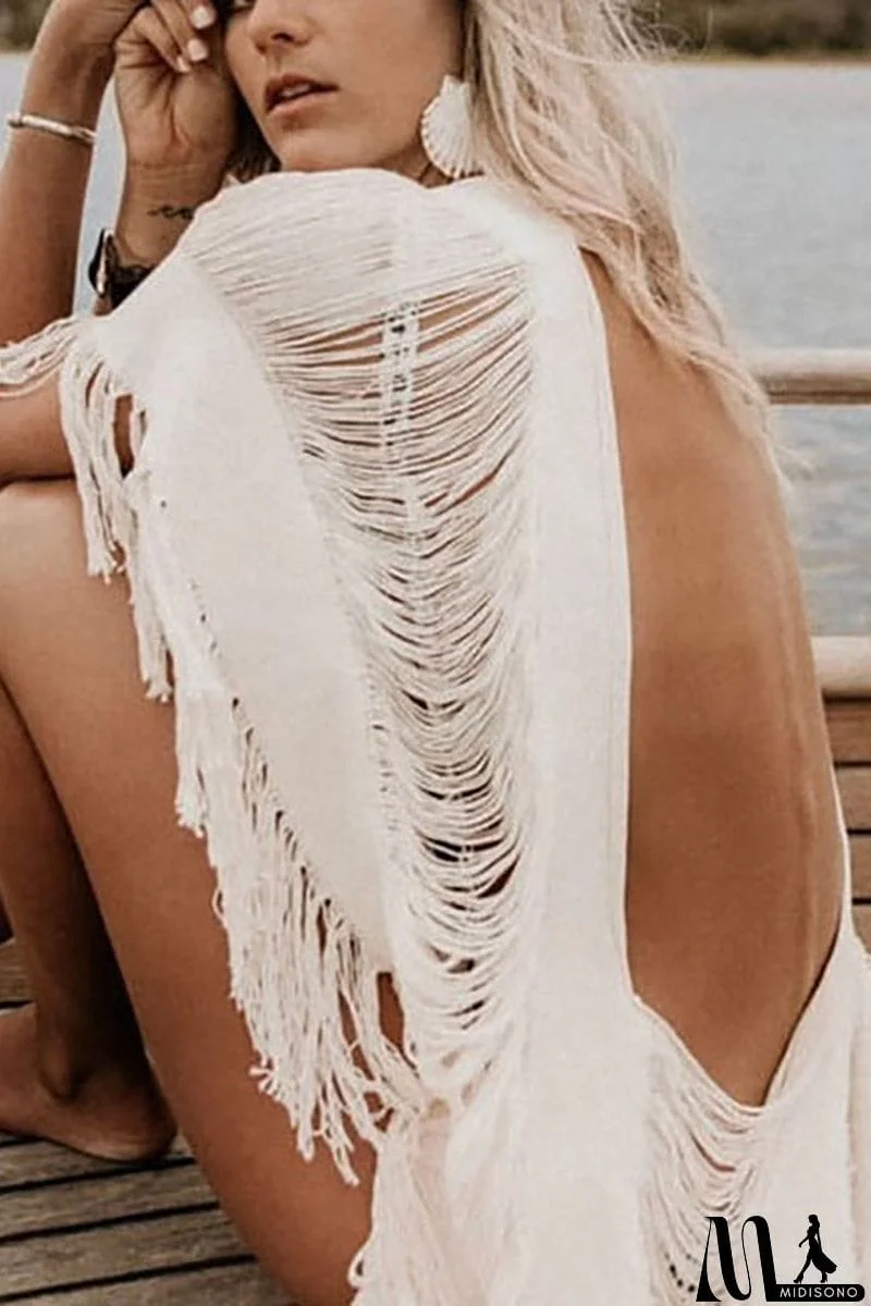 MidiSono - Raw Frayed Curning Cover Dress