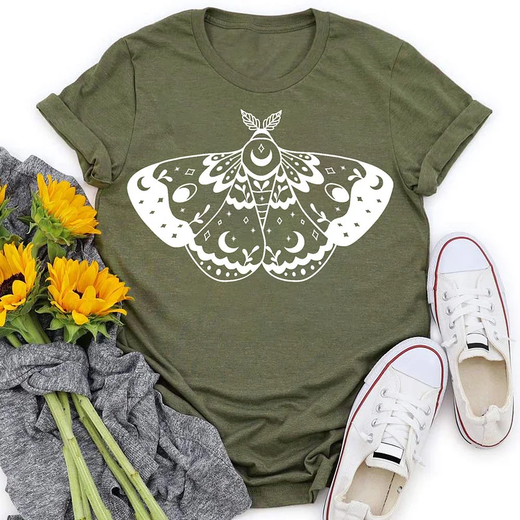 Moth Sun and moon T-shirt Tee -05324#537777