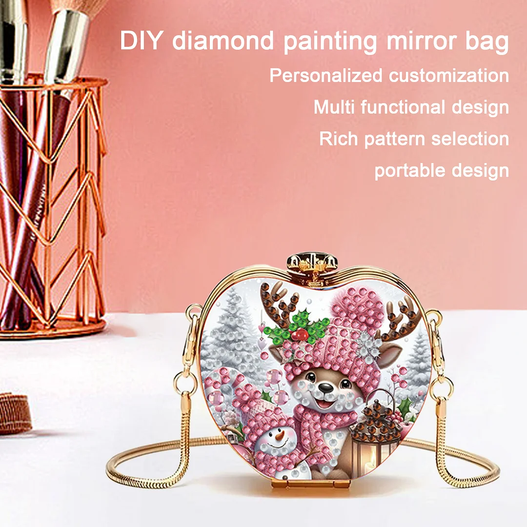 Deer DIY Acrylic Love Art Diamond Painting Coin Purse with Chain for Women Girl