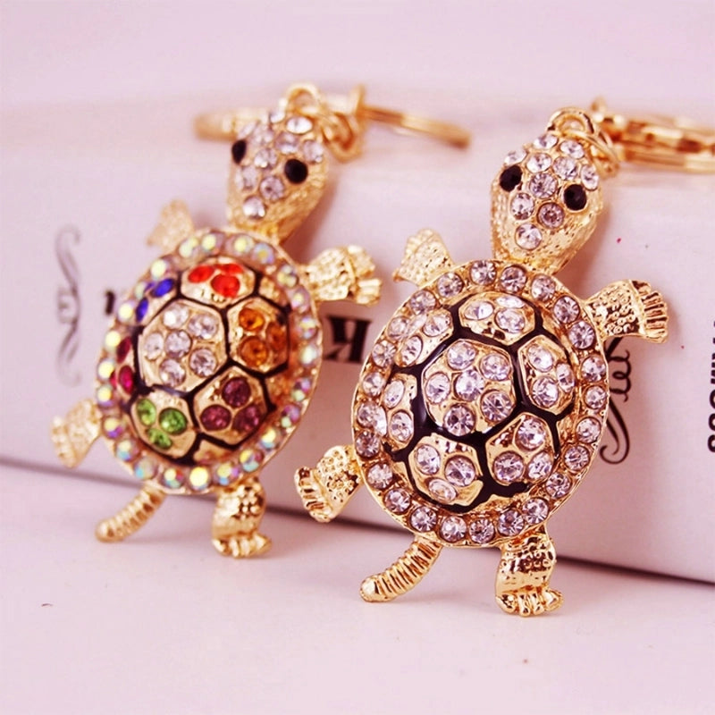 Cute Tortoise Zinc Alloy Plating Inlay Rhinestones Unisex Bag Pendant Keychain