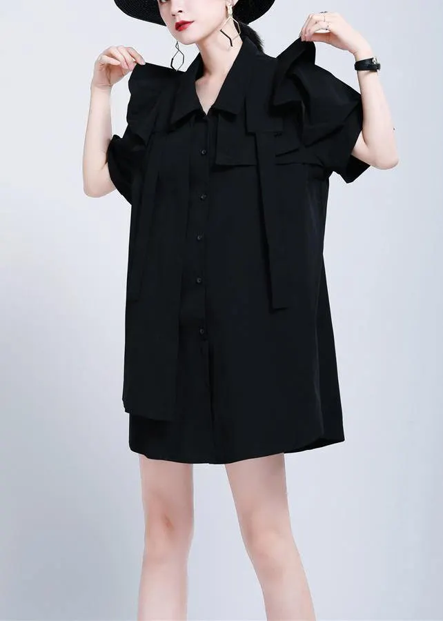 Organic Black Peter Pan Collar Summer Cotton Dress
