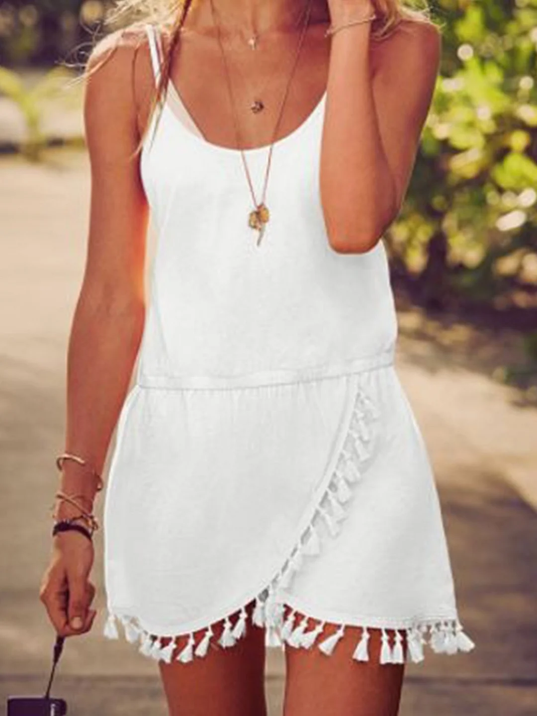 Casual Solid Crew Neck  Sleeveless Knitting Dress