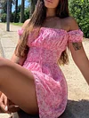 Floral Printed Off-The-Shoulder Mini Dresses