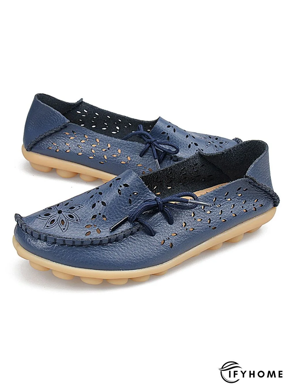Cowhide Hollow Lace-up Portable Shoes | IFYHOME