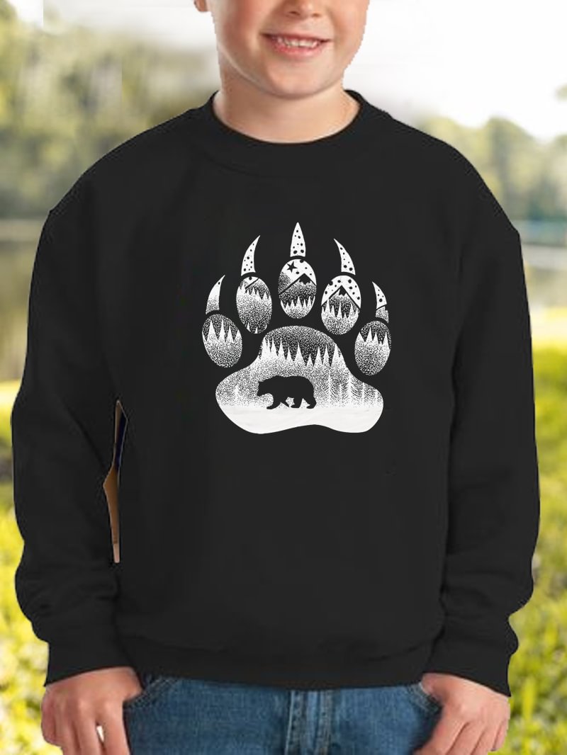 Bear Paw Printed Boy's Sweatshirt in  mildstyles