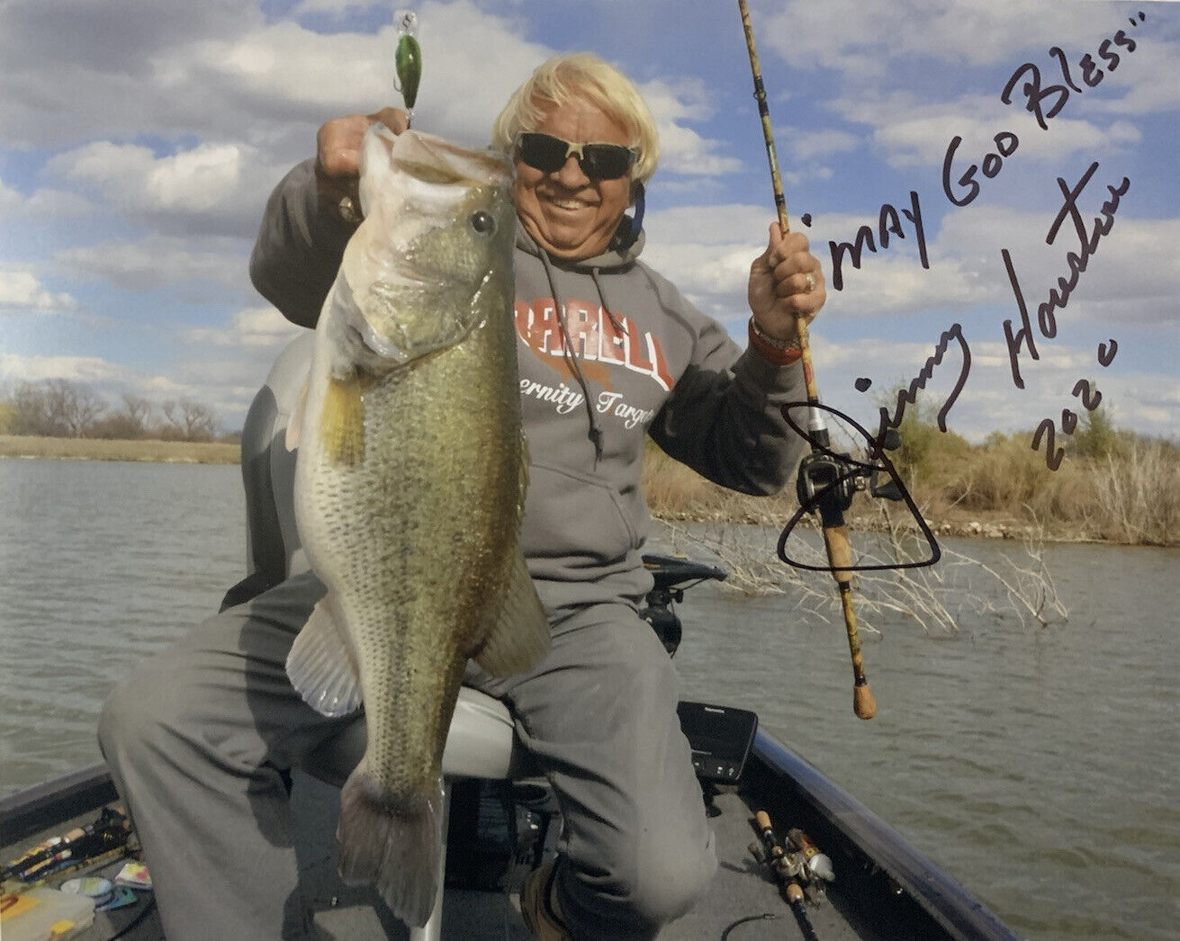 JIMMY HOUSTON HAND SIGNED 8x10 Photo Poster painting FISHING LEGEND AUTOGRAPHED AUTHENTIC COA