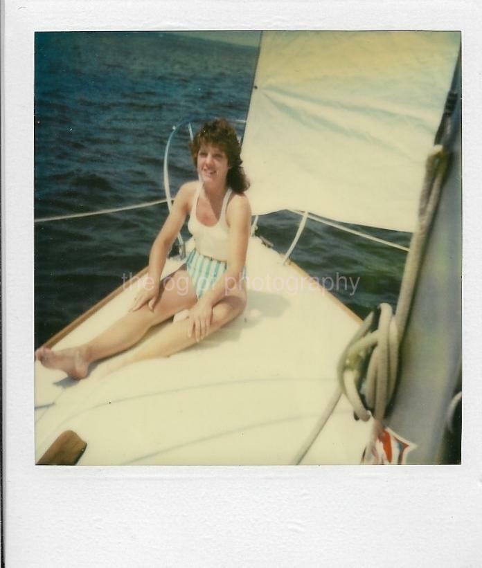 NEW JERSEY COAST GIRL Vintage POLAROID Found Photo Poster painting COLOR Women 911 11 B