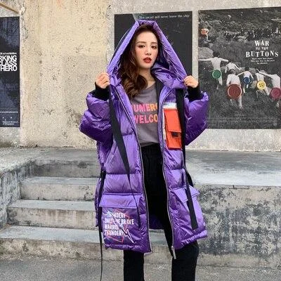 2021 Hooded White Duck Down Coat Winter Jacket Women High Quality Long Pocket Fashion Warm Parkas Female Streetwear Clothing New