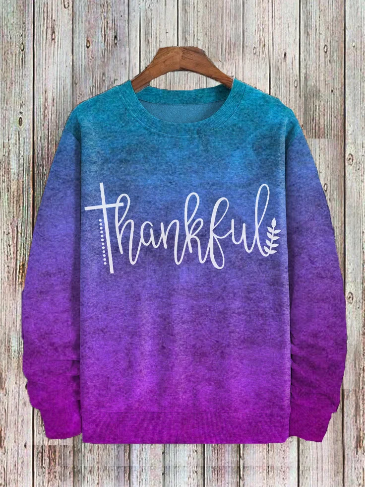 Men's Thankful Cross Print Casual Sweatshirt
