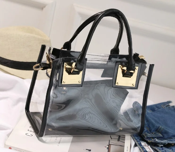 Women Transparent Handbag Shoulder Bag Clear Jelly Purse Clutch