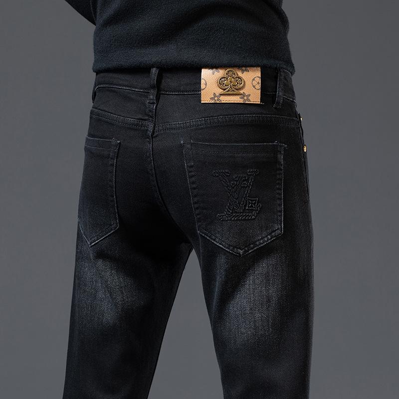 Korean Jeans Autumn And Winter Men's Stretch Slim Feet Straight Trousers