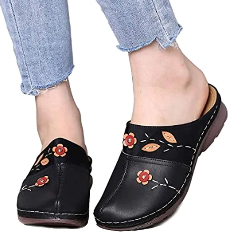 miaoguan 2021 New Women Clogs Sandals Ladies Comfort Closed Toe Wedges Platform Shoes Flower Slipper Summer Slipper Women Shoes