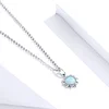 925 Sterling Silver White Opal Sun Pendant Necklace 17.71''