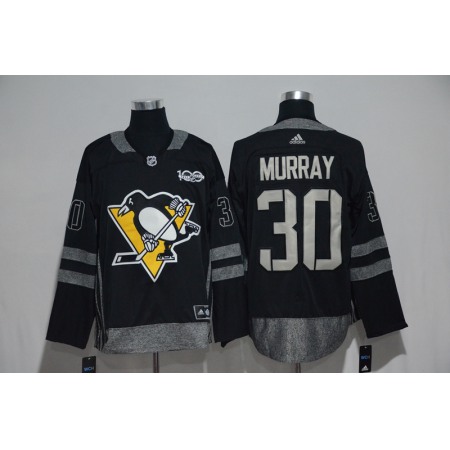 Pittsburgh Penguins #30 Matt Murray Black Men's 1917-2017 100th  Anniversary   Stitched NHL Jersey