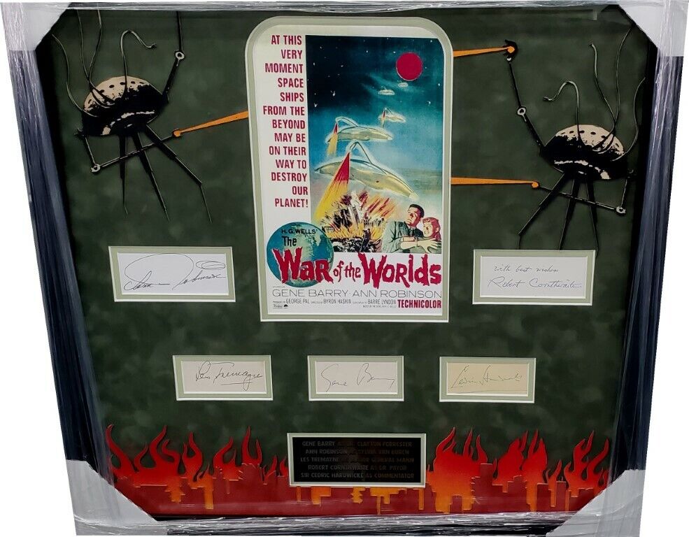 Gene Barry Ann Robinson Les Tremayne + Signed Auto Cut War of The Worlds JSA