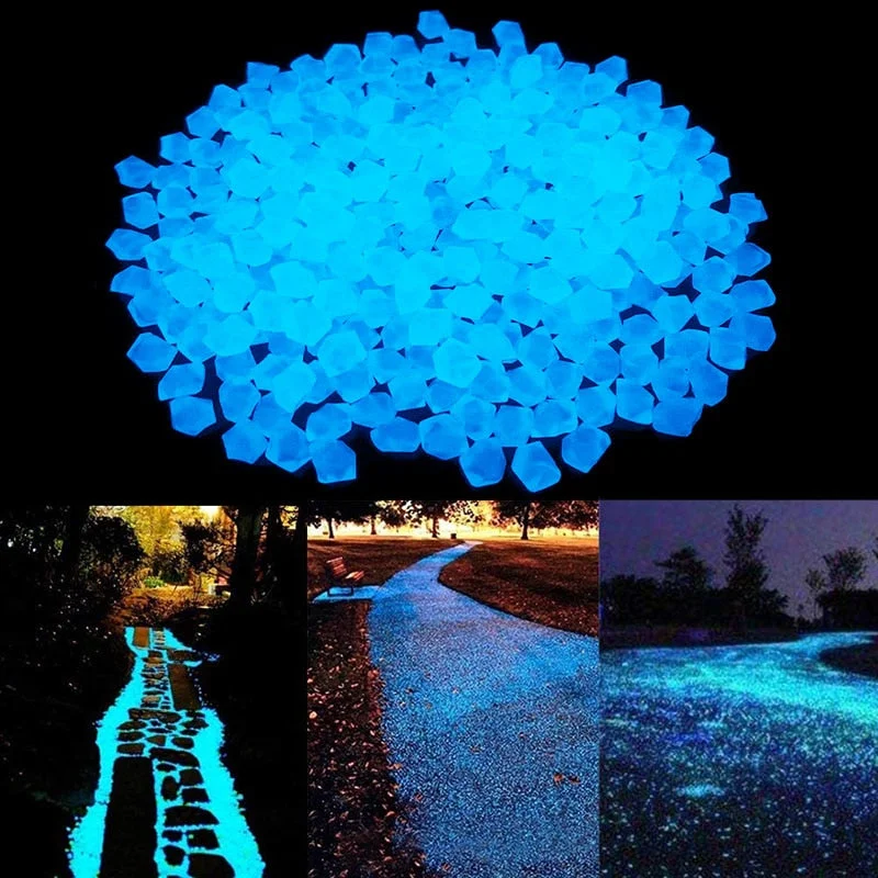 300Pcs 14mm Luminous Stones Glow in The Dark Pebbles Home Garden Decoration Outdoor Yard Lawn Path Decor Aquarium Glow Rocks