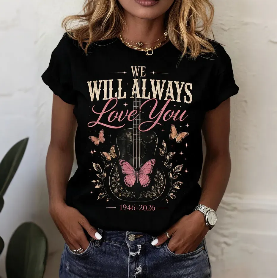 Women's Music Theme We Will Always Love You Print Crew Neck T-shirt artswardrobe