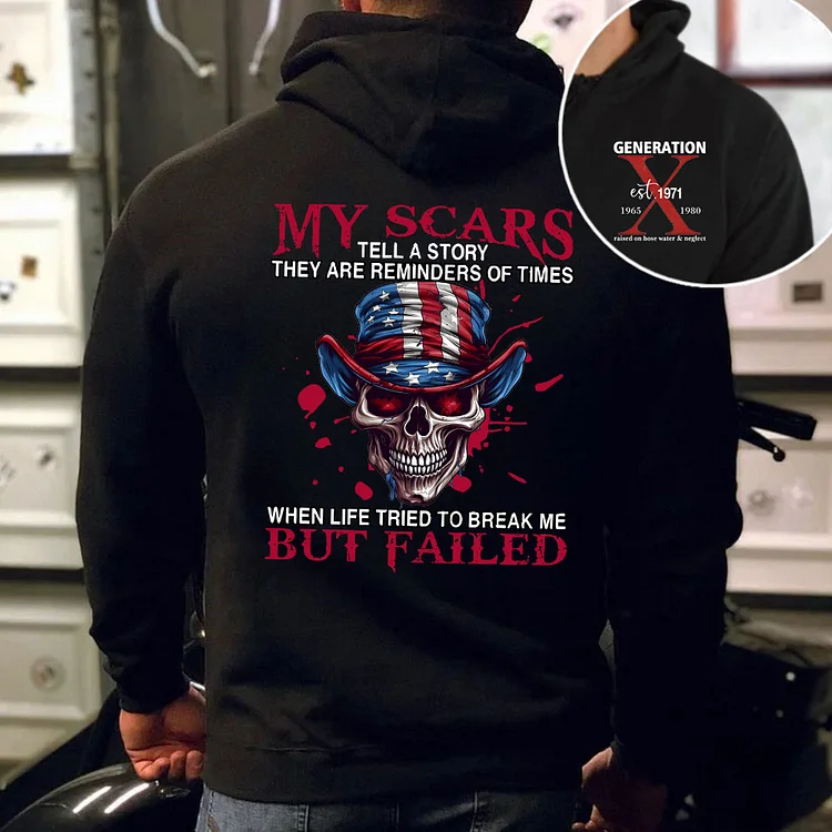 Unbreakable Generation X Skull Hoodie, My Scars Story Sweatshirt, T-shirt, Custom Year Shirt