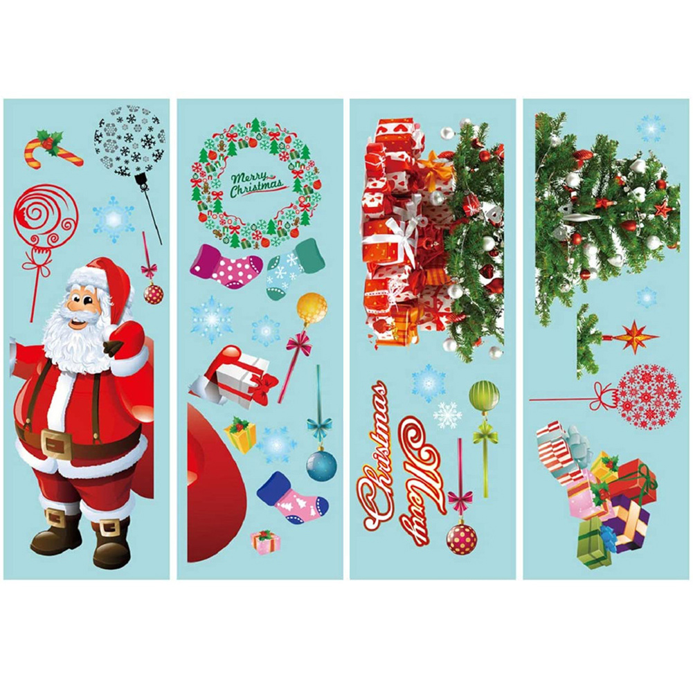 

4pcs Merry Christmas Window Glass Sticker Santa Claus Wall Decal Decoration, 501 Original