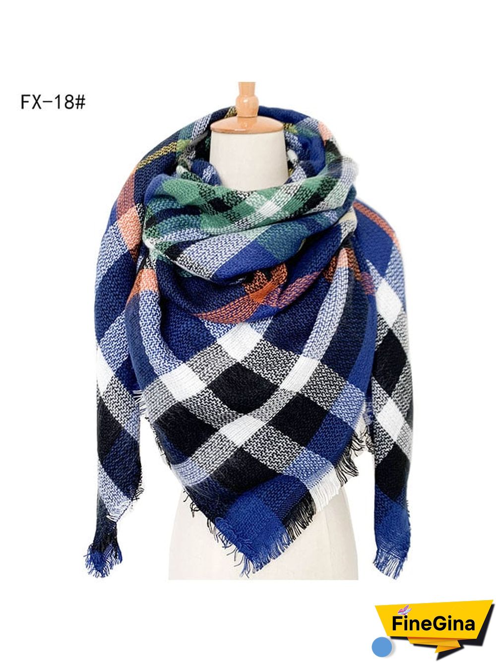 Imitation Cashmere Oversized Double-Sided Colorful Plaid Square Scarf