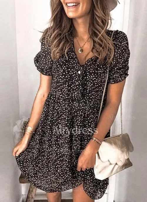 Colored Casual Above Knee Short Sleeve Dresses--vocosishoes