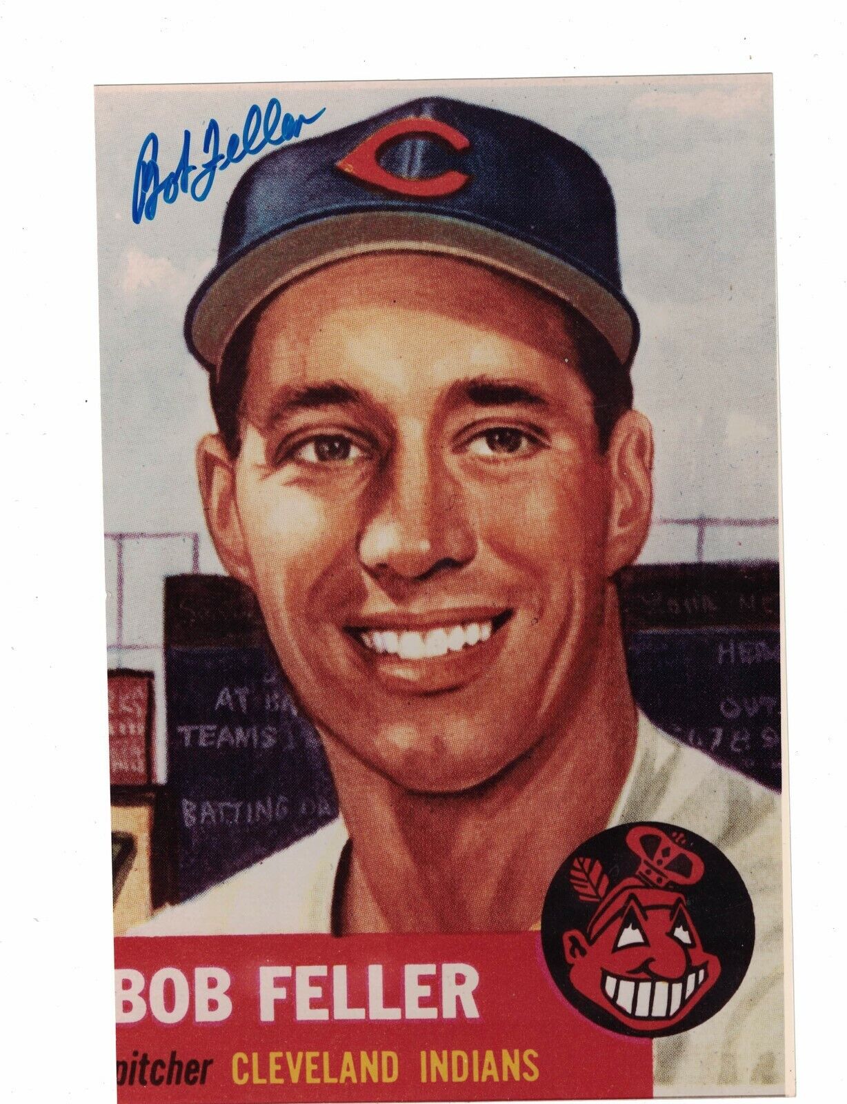 Bob Feller Cleveland Indians Signed 6 1/2 x 10