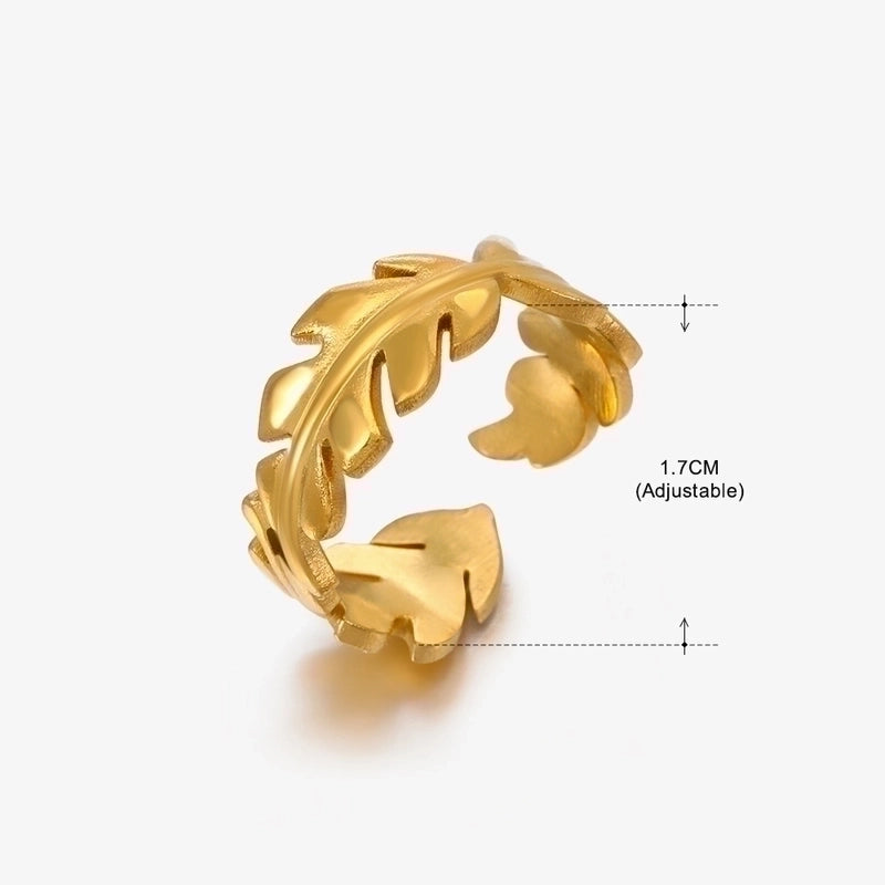 3 Pieces Basic Classic Style Geometric Leaf Stainless Steel Plating Open Rings