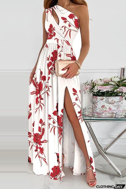 Cut Out One Shoulder Maxi Dress