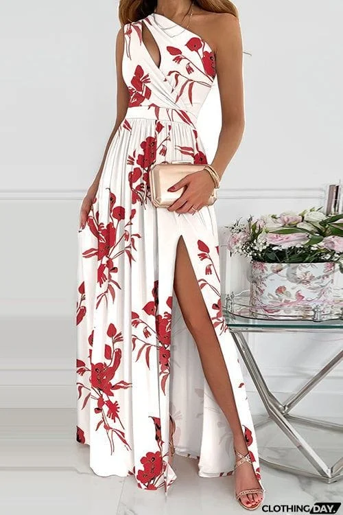 Cut Out One Shoulder Maxi Dress