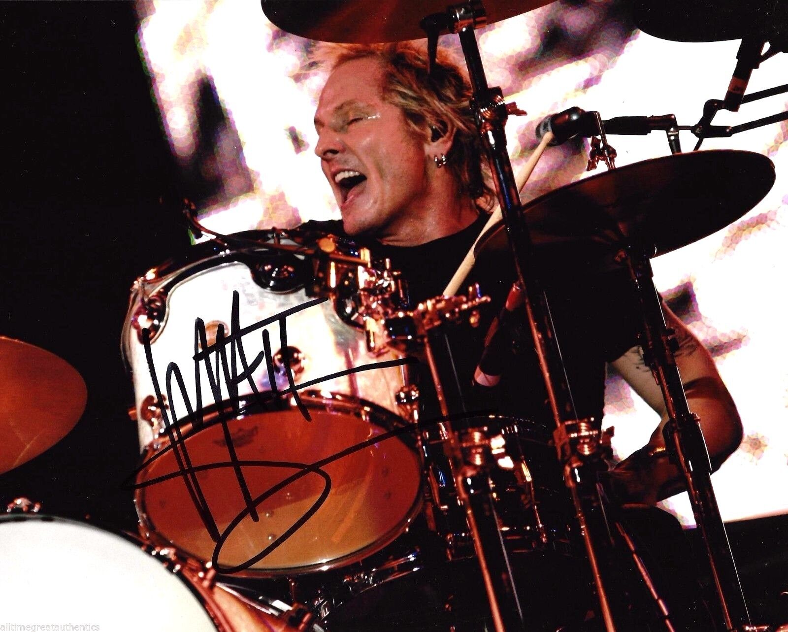 GUNS N' ROSES DRUMMER MATT SORUM HAND SIGNED 8X10 Photo Poster painting B W/COA VELVET REVOLVER