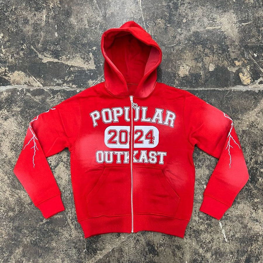 Popular Outkast Print Long Sleeve Zipper Hoodies