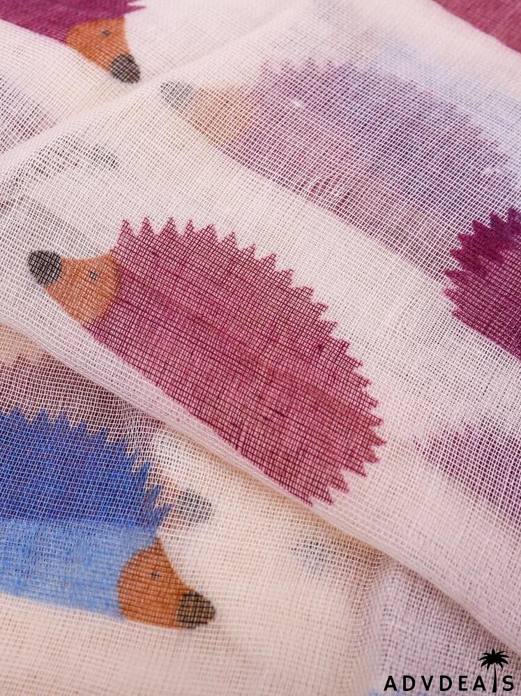 Cartoon Hedgehog Graphic Scarf