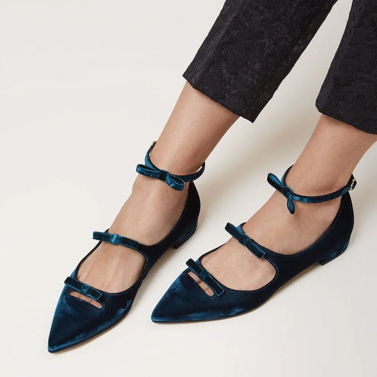 Teel Tri Straps Pointy Toe Flats |FSJ Shoes