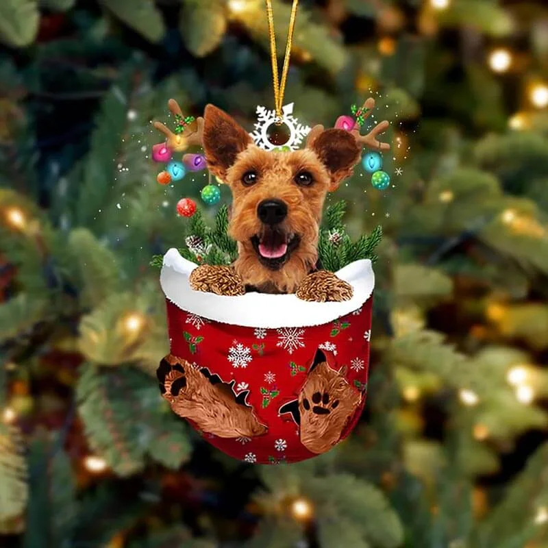 VigorDaily Welsh Terrier In Snow Pocket Christmas Ornament SP111